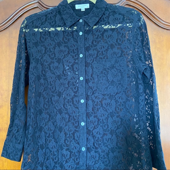 Equipment Black Lace Button Down Tunic | Size XS - Picture 2 of 8
